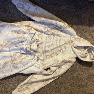 Stylish Cream and Brown Women's Hoodie Set